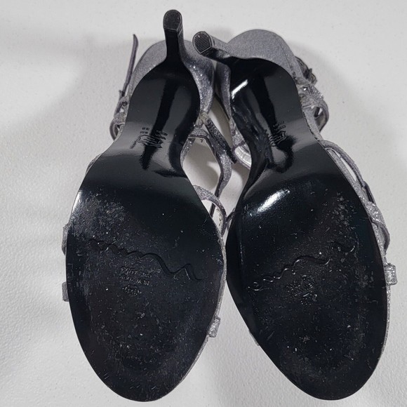 Nina New York Womens Size 8M Sparkle Strappy Slingback Heels Silver Leather - Picture 13 of 15